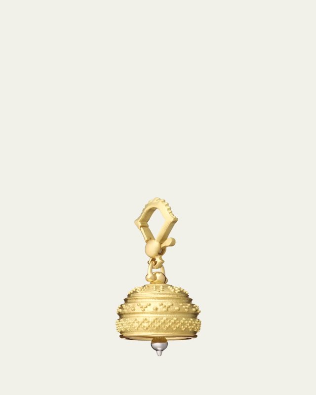 18k #3 Granulated Meditation Bell Pendant, 14mm